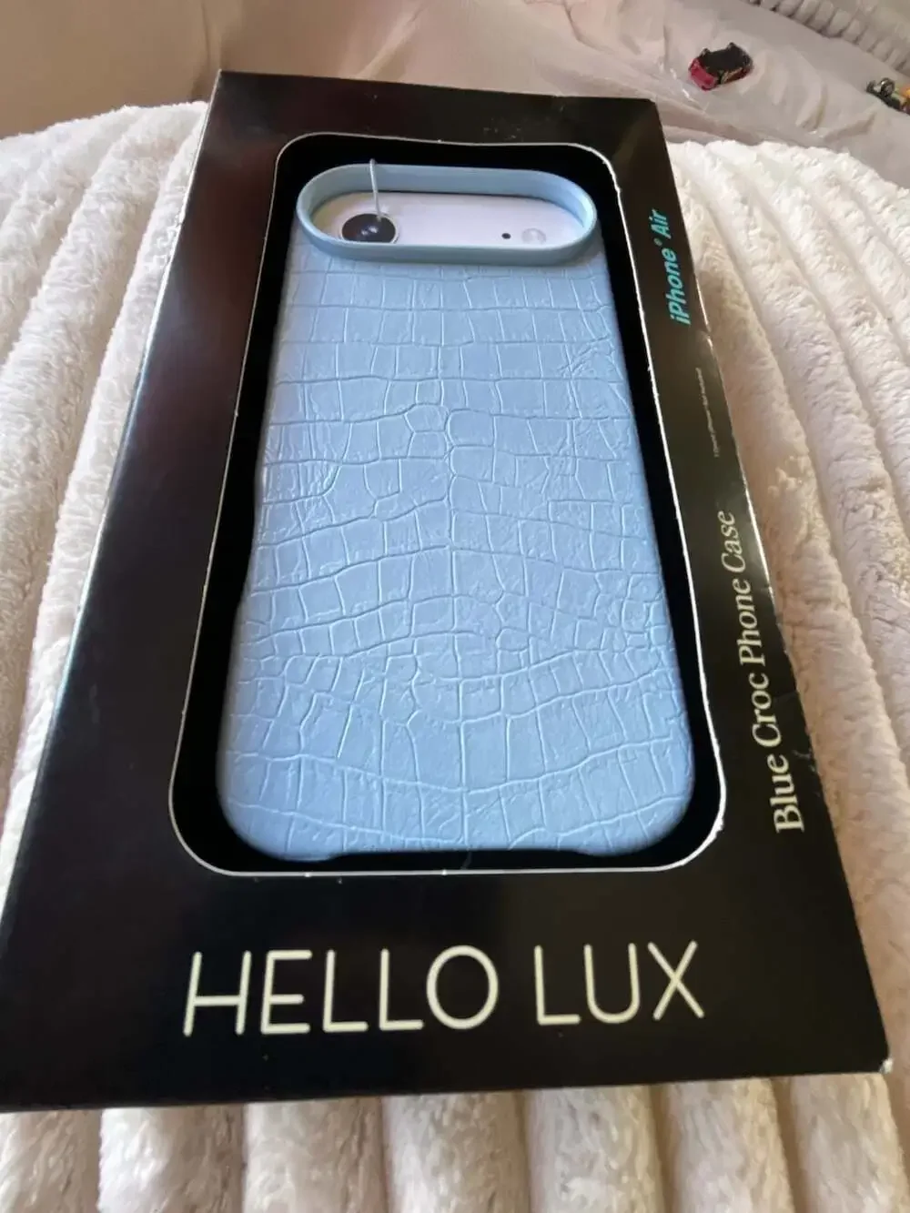 Hello Lux iPhone Air Faux Leather Blue Croc Phone Case